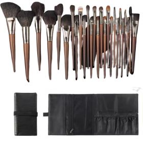 Makeup Brushes Set Foundation Blending Brush Face Powder Blush Concealers Eye Shadows Make Up Brushes Kit with Bag - 24pcs (Type: Makeup brushes 14pcs+ black clemence bag)