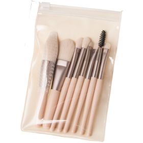 Makeup Brush Set in Fresh Light Color Professional Foundation Brush for Liquid Makeup Blending Brush Eye Shadow Eyebrow Lip and Eyelash Comb Travel Po (Color: Off-White, Type: 8 pcs brushes(EVA))