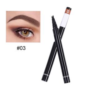 Micro-Sculpted Long-Lasting Four-Fork Waterproof Brow Pencil (Color: Dark brown03)